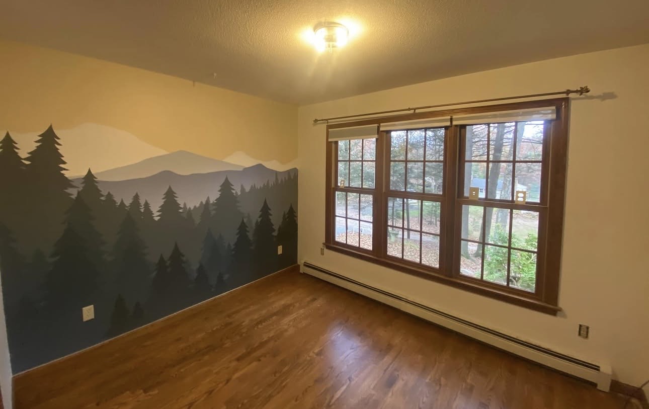 Mountain and pine tree wall mural