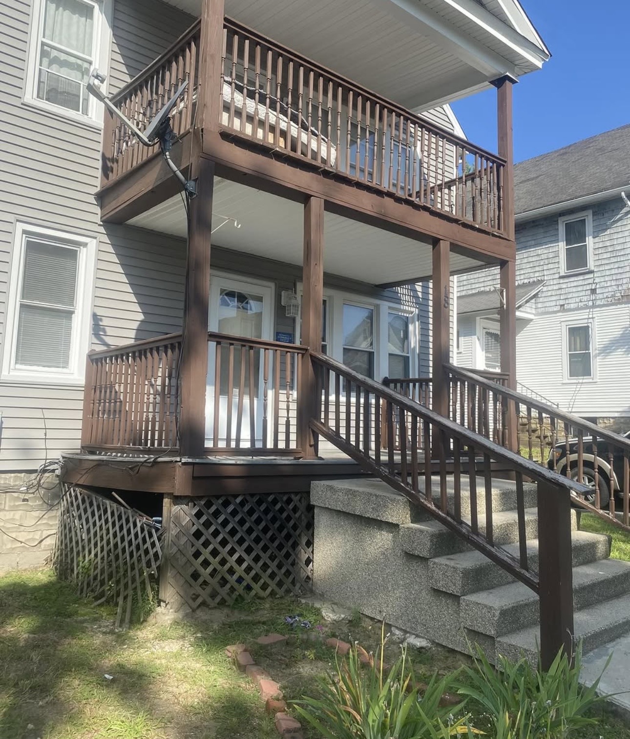 Brown porch before painting